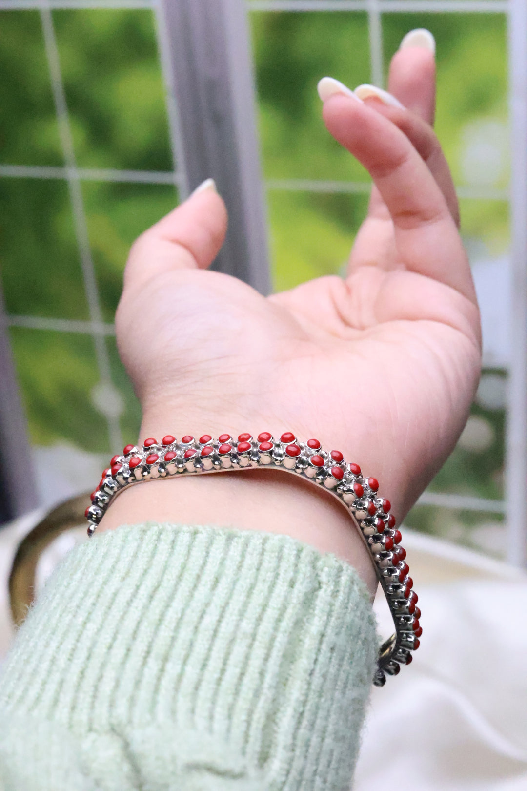 92.5 Silver Coral Bangle | Size 2.6 Non-Openable | (39 gms) [11899]