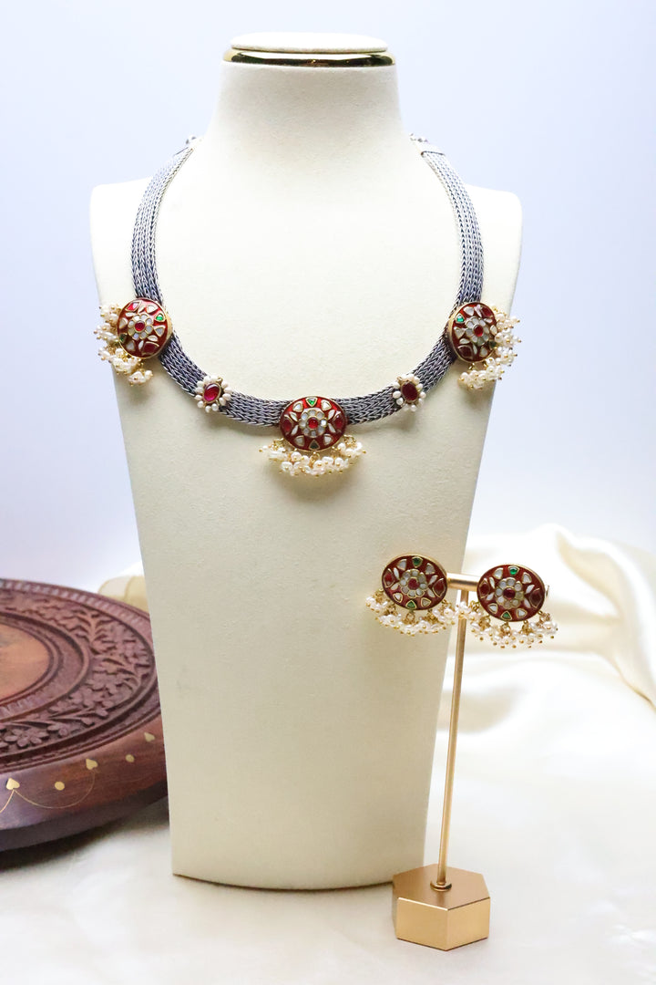 92.5 Silver MOP Necklace (103 gms) [12767]