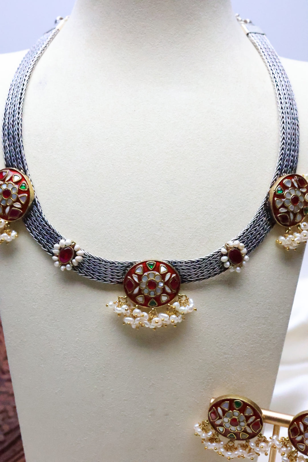 92.5 Silver MOP Necklace (103 gms) [12767]