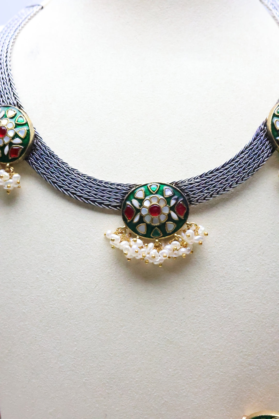 92.5 Silver MOP Necklace (95 gms) [12769]