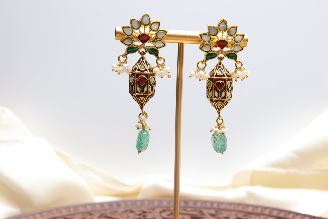 92.5 Silver Enamel Earrings (24 gms) [12535]