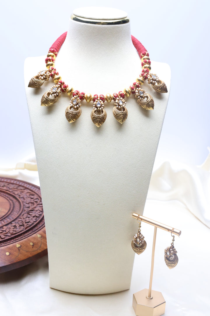 92.5 Silver Temple Necklace set (110 gms) [12779]