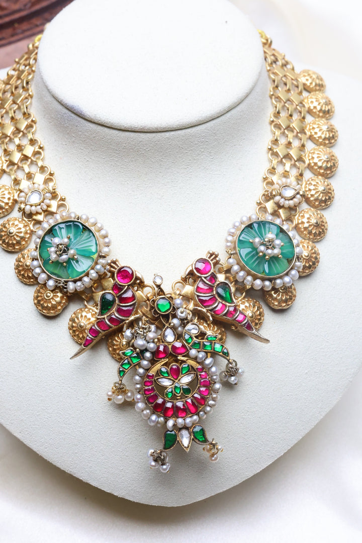 92.5 Silver Temple Fusion Necklace Only (85 gms) [12824]