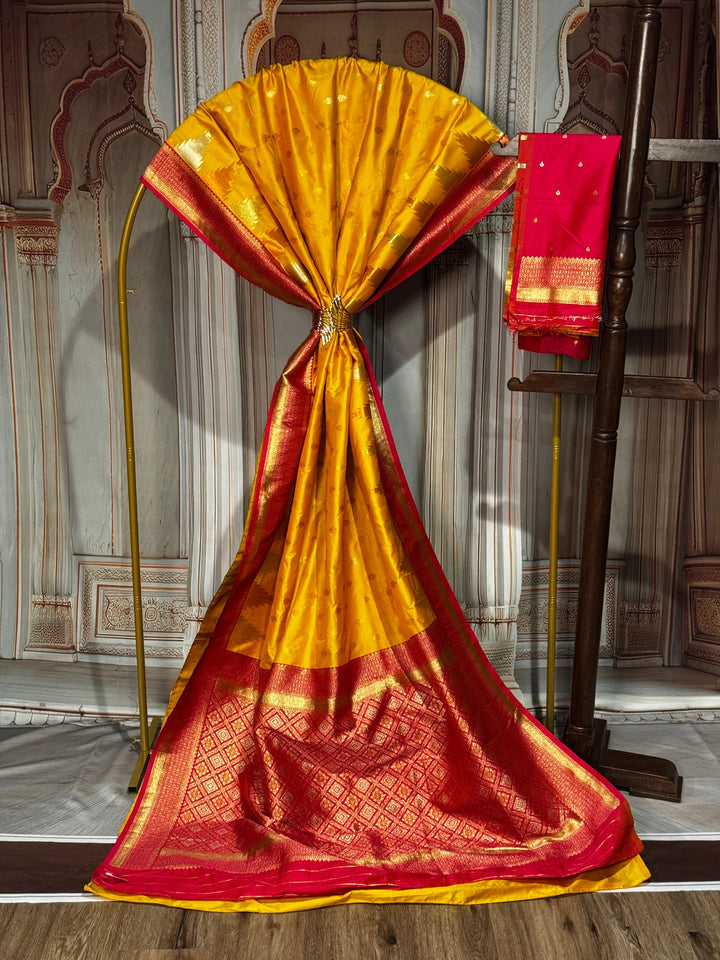 Soft Kanchi Silk with Temple Weaving Border [11372]