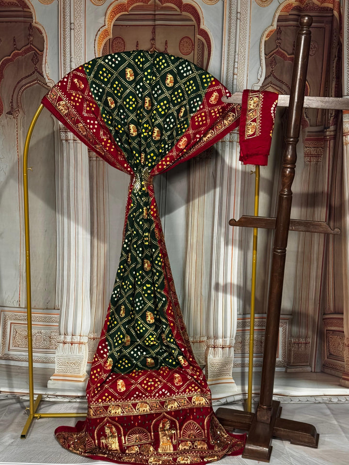Gajji Silk Bandhini with Garchola work [11001]