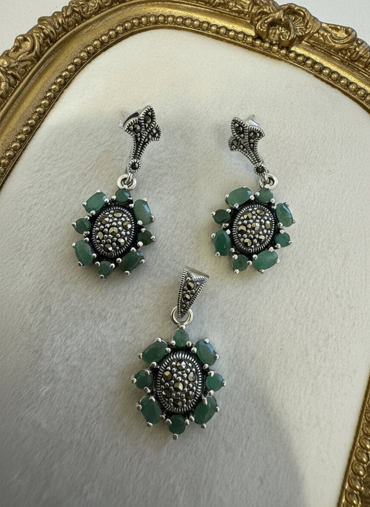 92.5 Silver Marcasite R.E.S Pendant Ser (19 gms) [10903]