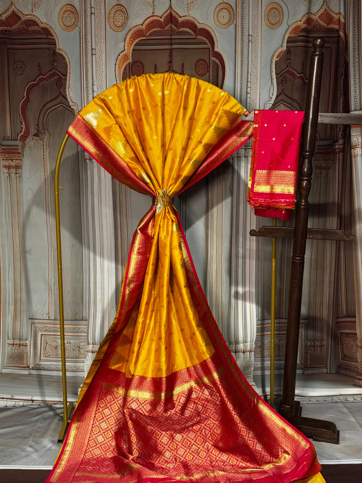 Soft Kanchi Silk with Temple Weaving Border [11372]
