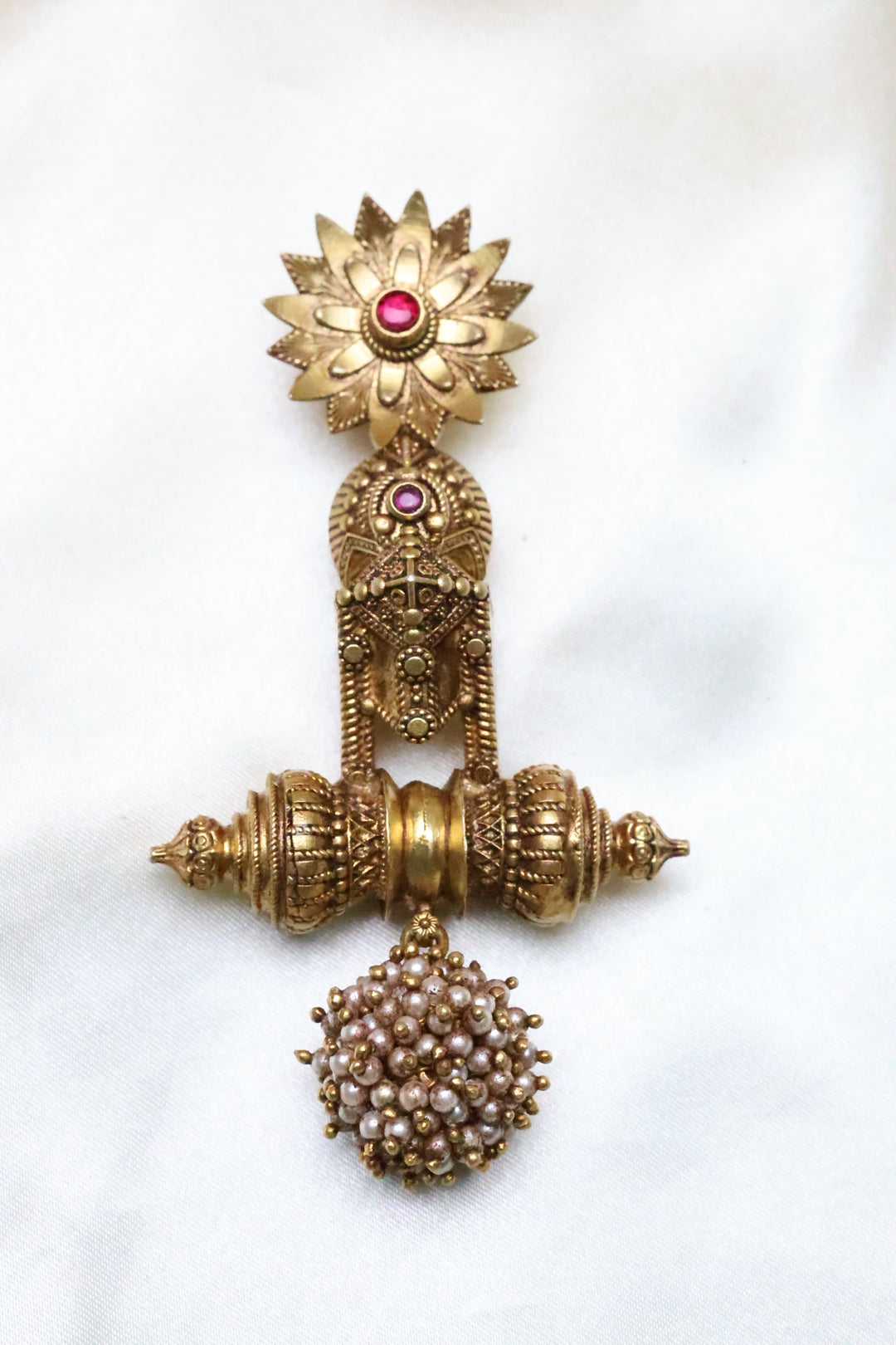Regal Blossom Heritage Pendant with Pearl Cluster Drop
