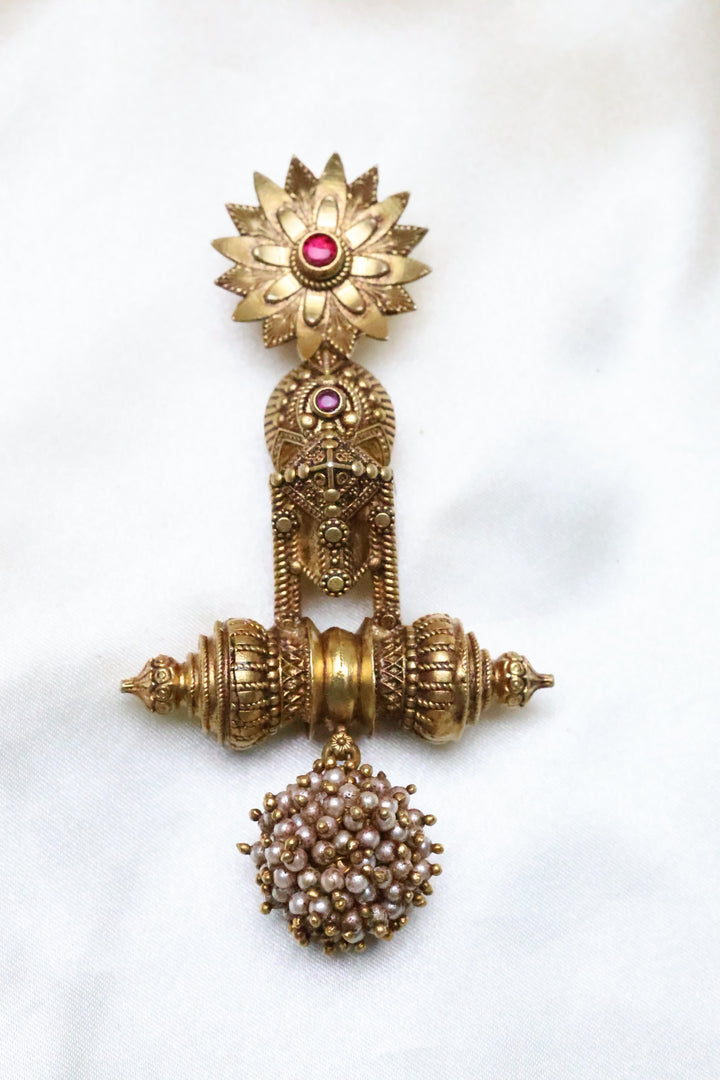 Regal Blossom Heritage Pendant with Pearl Cluster Drop