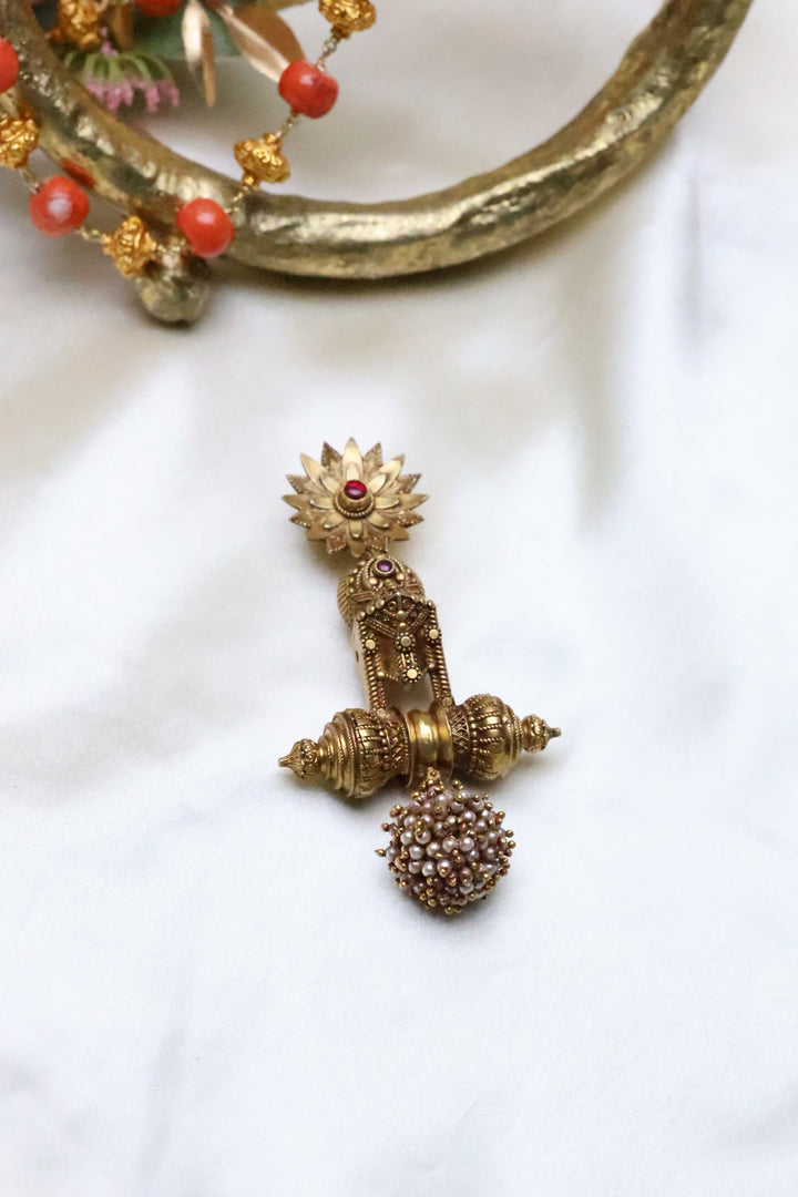 Regal Blossom Heritage Pendant with Pearl Cluster Drop