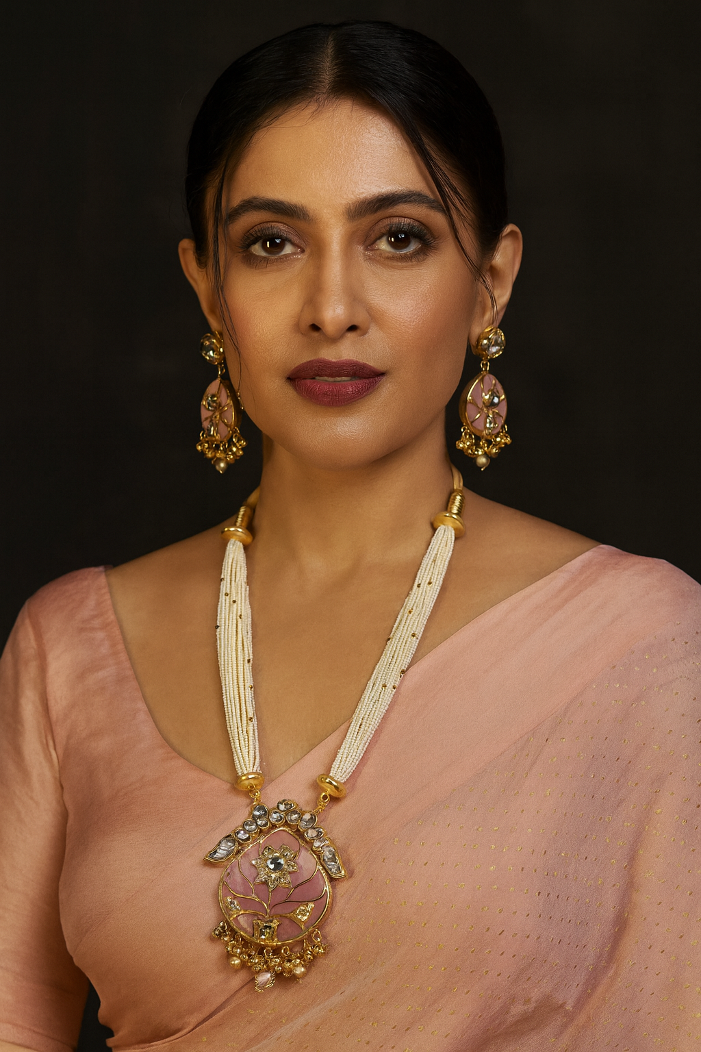 Pearl Mala with Inlay work Pendant [11072]