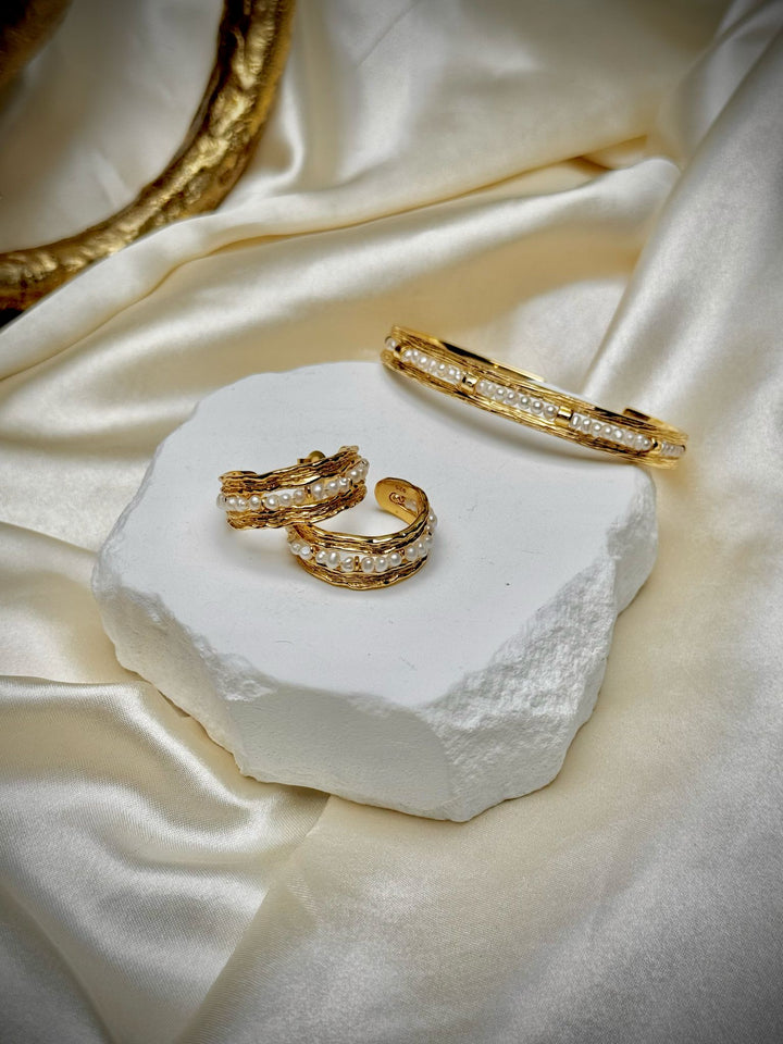 92.5 Silver Twisted Pearl Cuff & Hoop (Sold Separately)