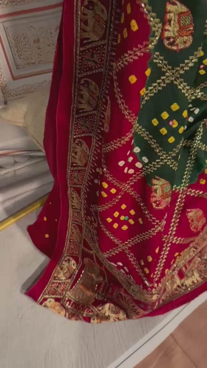 Gajji Silk Bandhini with Garchola work [11001]