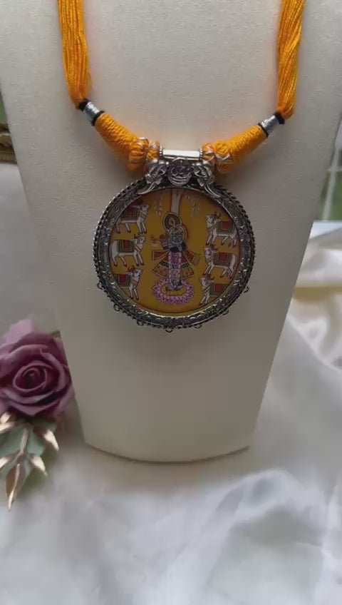 92.5 Silver Collection: Big painting pendant (53 gms) [11979]