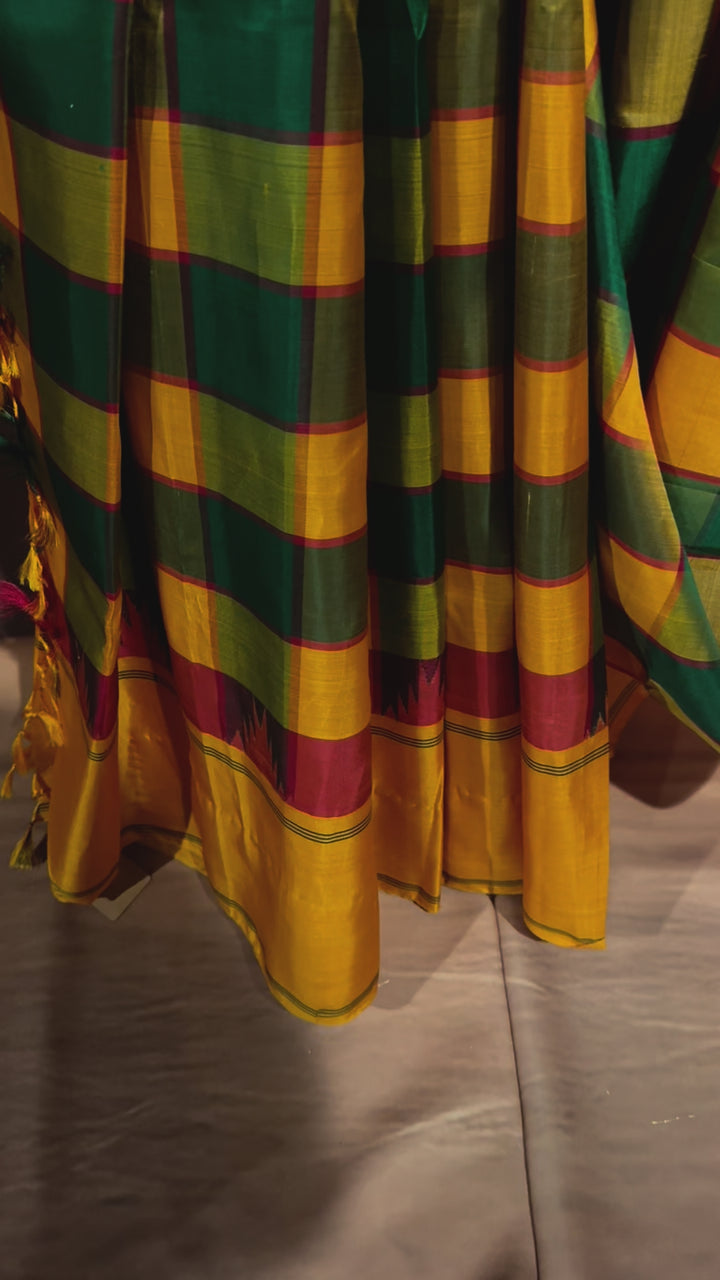 Exclusive Pure Kanjeevarm Handwoven saree Multi Checks